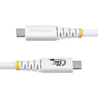 StarTech.com 2m (6ft) USB4 Cable, 20Gbps, USB-IF Certified USB-C Cable, 240W PD EPR, 4K 120Hz DP 1.4, TPE Jacket, White USB-C Cord