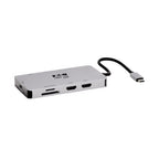 Tripp Lite U442-DOCK8G-GG USB-C Dock, Dual Display - 4K 60 Hz HDMI, USB 3.x (5Gbps) Hub Ports, GbE, Memory Card, 100W PD Charging, Gray