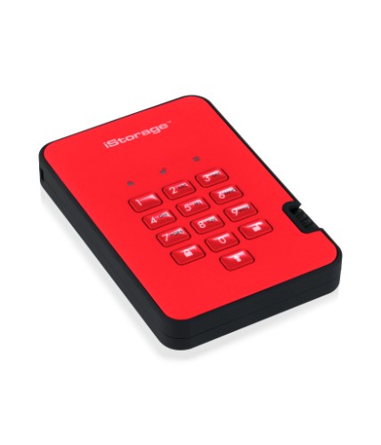 iStorage diskAshur² HDD 1TB Red | Secure Portable Hard Drive |AES-XTS 256-bit Hardware Encryption | PIN protected | OS & Platform Independent | TAA Compliant|Brute force hack defence | Dust/Water Resistant