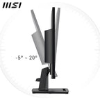 MSI Pro MP245G 24 Inch Monitor, FHD (1920 x 1080), 100Hz, IPS, 1ms, 1x HDMI 1.4b, 1x DP 1.2a output, 1x D-Sub(VGA), Built-in Speakers, Anti-Glare, Anti-Flicker, Less Blue light, TÜV Certified, VESA, Kensington, Black