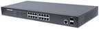 Intellinet 16-Port Gigabit Ethernet PoE+ Web-Managed Switch with 2 SFP Ports, IEEE 802.3at/af Power over Ethernet (PoE+/PoE) Compliant, 374 W, Endspan, 19" Rackmount (UK Power Cord)