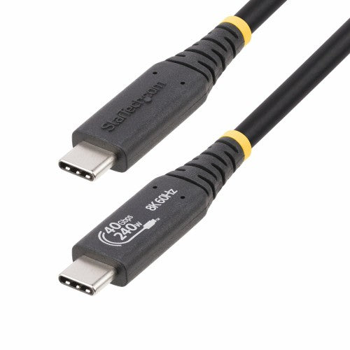 StarTech.com 1.6ft (50cm) USB4 Cable 40Gbps, 240W (5A) Power Delivery, 8K 120Hz / 4K 240Hz DP Alt Mode, USB-IF Certified USB-C Cable - Thunderbolt Compatible
