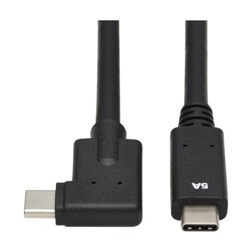 Tripp Lite U420-01M-G25ARA USB-C Cable (M/M) - USB 3.2 Gen 2 (10 Gbps), 5A (100W) Rating, Thunderbolt 3 Compatible, Right-Angle Plug, 1 m (3.3 ft.)