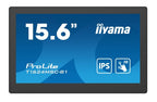 iiyama 15.6” Full HD PCAP 10pt touchscreen monitor with IPS panel technology, integrated media player and a hinged stand on the back