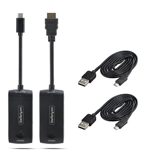 StarTech.com Wireless USB-C to HDMI Extender for Meeting Rooms and Huddle Spaces, 4K 60Hz, 65ft Range, USB Powered, Plug-and-Play Transmitter and Receiver Kit