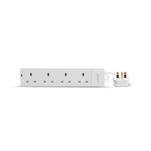 Lindy 2m 4-Way UK Mains Power Extension, White