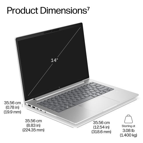 HP EliteBook 6 G2i 14 inch Notebook Next Gen AI PC Intel Core Ultra 7 Laptop 35.6 cm (14") WUXGA 32 GB DDR5-SDRAM 512 GB SSD Wi-Fi 7 (802.11be) Windows 11 Pro Silver