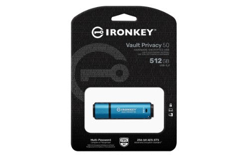 Kingston Technology IronKey 512GB Vault Privacy 50 AES-256 Encrypted, FIPS 197