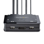 StarTech.com 2-Port Hybrid USB-C HDMI Cable KVM Switch, 4K 60Hz, Compact KVM with 6ft/1.8m USB-A/HDMI/Audio & 4ft/1.2m USB-C Integrated Host Cables, Bus Powered - Remote Push Button/Hotkey Switching