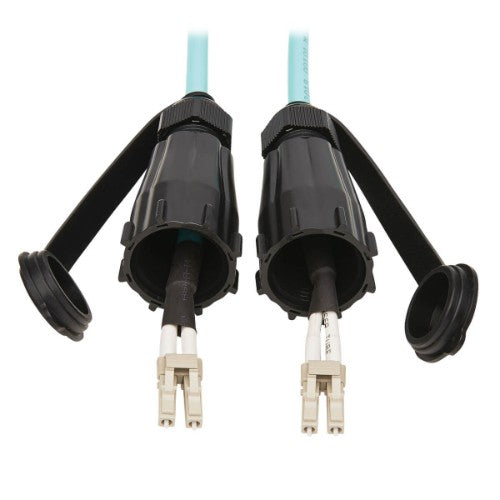 Tripp Lite N820-02M-IND 10Gb Rigid Industrial Duplex Multimode 50/125 OM3 Fiber Patch Cable (LC/LC) - IP68, Aqua, 2 m (6.6 ft.)