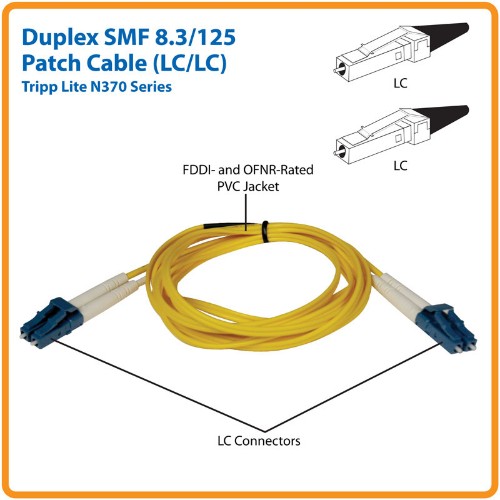Tripp Lite N370-05M Duplex Singlemode 9/125 Fiber Patch Cable (LC/LC), 5M (16 ft.)