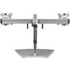 StarTech.com Dual Monitor Stand - Ergonomic Free Standing Dual Monitor Desktop Stand for two 24" (17.6lb/8kg) VESA Mount Displays - Synchronized Height Adjustable - Double Monitor Pole Mount - Silver