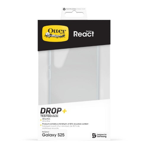 OtterBox React Series for Samsung Galaxy S25, transparent