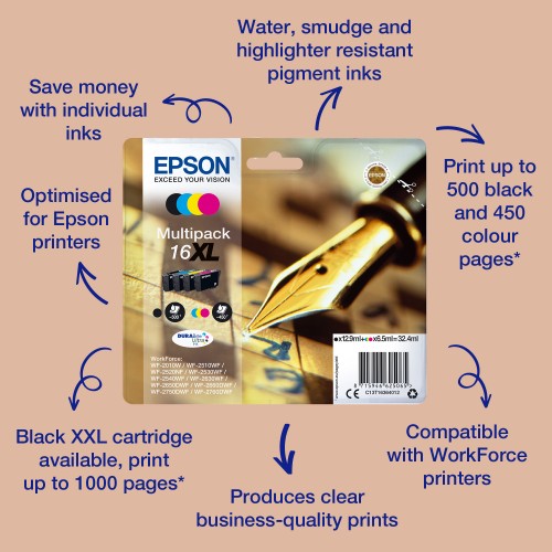 Epson C13T16344012/16XL Ink cartridge yellow high-capacity XL, 450 pages 6.5ml for Epson WF 2010/2660/2750