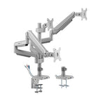 Tripp Lite DDR1730TAL Triple-Display Gas-Spring Flex-Arm Desktop Clamp and Grommet for 17” to 30” Flat-Screen Displays - USB and Audio Ports, Aluminum