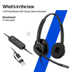 HP Poly Mission 425 Stereo USB Wired Headset Classic