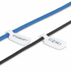 StarTech.com 3.5in (9cm) Cable Labels, 100 Pack, White, Hook-to-Hook Fastener Cable Tags, Write-On Cord Labels for Cable Management, Cord Identification Tags