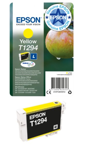 Epson C13T12944012/T1294 Ink cartridge yellow high-capacity, 515 pages ISO/IEC 19752 7ml for Epson Stylus BX 320/SX 235 W/SX 420/SX 525/WF 3500