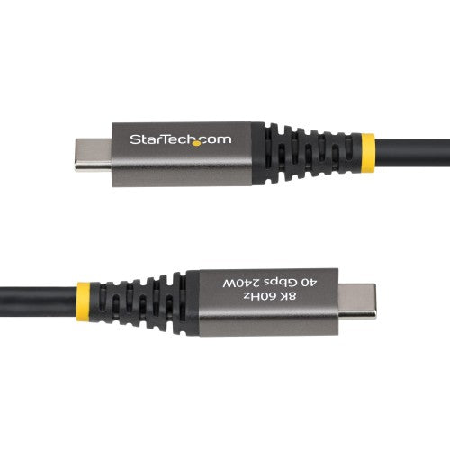 StarTech.com 2m (6ft) Active USB4 Cable, 40Gbps, 240W PD, 8K 60Hz/4K 240Hz DP2.1 DP40, TPE Jacket, Thunderbolt 4 Compatible USB-C Cable - Black USB-C Cord