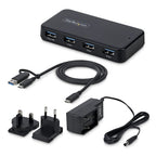 StarTech.com 4-Port USB-A Hub, 5Gbps, Self-Powered, 2-in-1 USB-C and USB-A Host Cable, 1x BC 1.2 Charging Port, 24W Power Adapter Included, MacBook and Windows