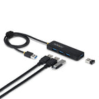 StarTech.com 4-Port USB-A Hub, 5Gbps, Bus Powered, USB-A to 4x USB-A Mini Hub, Extra Long 2ft/61cm Host Cable, PCR Plastic, Portable Desktop / Laptop USB Hub