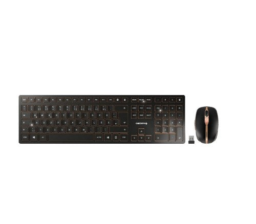 CHERRY DW 9000 SLIM keyboard Mouse included RF Wireless + Bluetooth Czech, Slovakian Black, Bronze