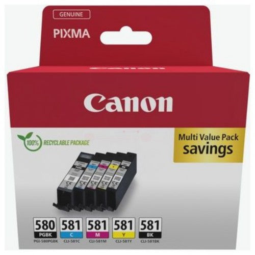 Canon 2078C008/PGI-580CLI-581 Ink cartridge multi pack 2x Bk + 1x C,M,Y Blister with security Pack=5 for Canon Pixma TS 6150/8150