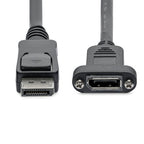 StarTech.com 3ft (91cm) Panel Mount DisplayPort Cable - 4K x 2K - DisplayPort 1.2 Extension Cable Male to Female - DP Video Extender Cord with Panel Mount DP Connector - DP Monitor Cable