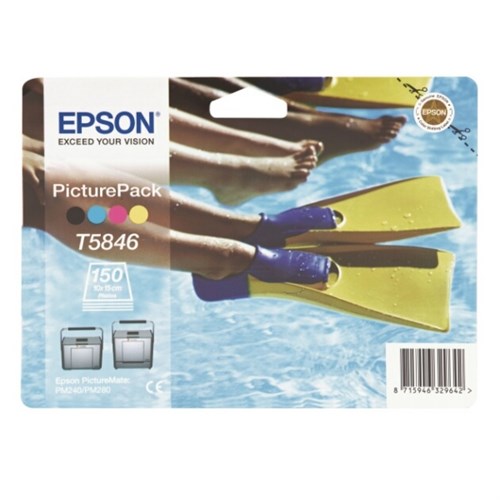 Epson C13T58464010/T5846 Printhead 4-color +150 sheet Photopaper 10x15cm 150 Photos 39,1ml for Epson PictureMate 240