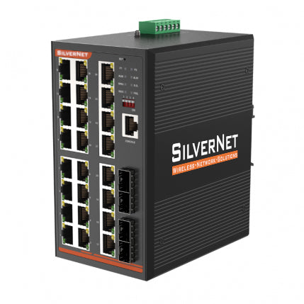 SilverNet SIL 73424MP network switch Managed L2 Gigabit Ethernet (10/100/1000) Power over Ethernet (PoE) Black
