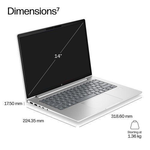 HP ProBook 4 G2i 14 AI PC Intel Core 7 350 Laptop 35.6 cm (14") WUXGA 16 GB DDR5-SDRAM 512 GB SSD Wi-Fi 6E (802.11ax) Windows 11 Pro Silver