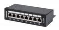 Intellinet Patch Panel, Cat6a, FTP, 8-Port, Desktop, Shielded, 90° Top-Entry Punch Down Blocks, Black