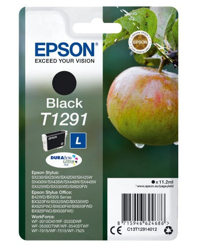 Epson C13T12914022/T1291 Ink cartridge black Blister Radio Frequency, 380 pages 11,2ml for Epson Stylus BX 320/SX 235 W/SX 420/SX 525/WF 3500