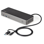 StarTech.com USB-C & USB-A Dock - Hybrid Universal Triple Monitor Laptop Docking Station DisplayPort & HDMI 4K 60Hz - 85W Power Delivery, 6x USB Hub, GbE, Audio - USB 3.1 Gen 2 10Gbps - TAA