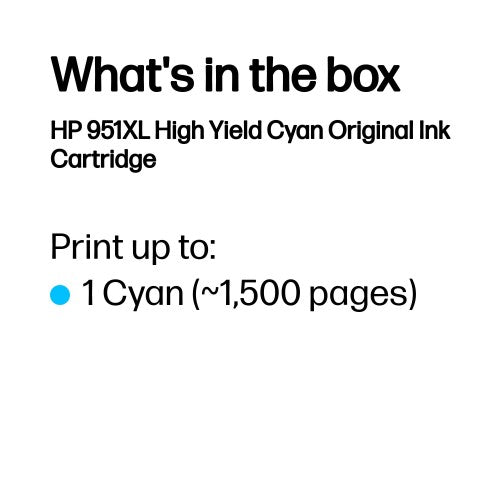 HP CN046AE/951XL Ink cartridge cyan high-capacity, 1.5K pages ISO/IEC 24711 24ml for HP OfficeJet Pro 8100/8610/8620