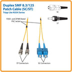Tripp Lite N354-02M Duplex Singlemode 9/125 Fiber Patch Cable (SC/ST), 2M (6 ft.)