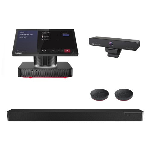 AudioCodes RXV100 Hub with Audio bundled with RXVCam50M and RX40 (Audio Bar with satellite speakers) for use up to large rooms. Compatible with Teams or Zoom