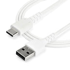 StarTech.com 3ft (1m) USB-A to USB-C Fast Charging Cable, Rugged, Charge & Sync, 3A, USB 2.0, White TPE Jacket and Aramid Fiber - USB Charging Cord