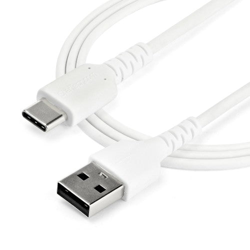 StarTech.com 3ft (1m) USB-A to USB-C Fast Charging Cable, Rugged, Charge & Sync, 3A, USB 2.0, White TPE Jacket and Aramid Fiber - USB Charging Cord