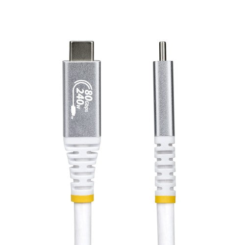StarTech.com 1.5m (5ft) USB4 Cable, 80Gbps, USB-IF Certified USB-C Cable, 240W PD, 8K 120Hz/4K 240Hz DP2.1 DP80, TPE Jacket, Thunderbolt 4 Compatible - White USB-C Cord