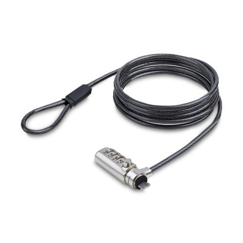 StarTech.com Slim Lock Nano Slot Compatible, 5ft/1.5m Locking Cable, Anti-Theft Security For Laptop/Notebook Computer, Cut-Resistant Steel Cable, 4-Digit Lock, TAA