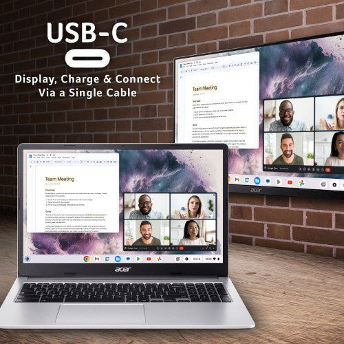 Acer Chromebook 315 CB315-4HT - Intel Celeron N4500, 8GB, 128GB eMMC, 15.6" Full HD Touchscreen, Chrome OS, Silver