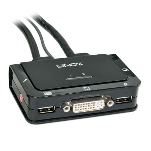 Lindy 2 Port DVI-D Single Link, USB 2.0 and Audio KVM Switch Compact