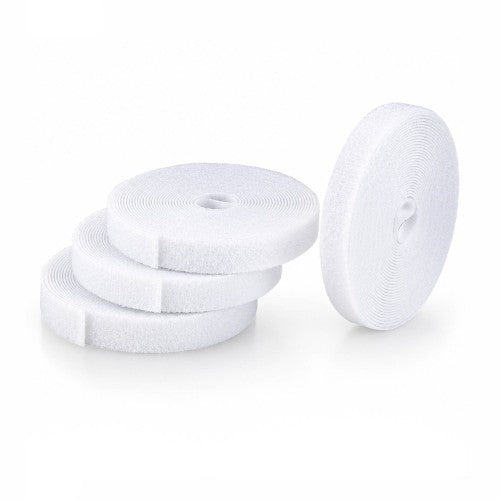 StarTech.com 4-pack 15ft (4.6m) Hook and Loop Roll, 0.5in Wide, White, Cut-to-Size Reusable Cable Ties, Fastener Tape, Adjustable Fabric Wraps, Bulk Roll
