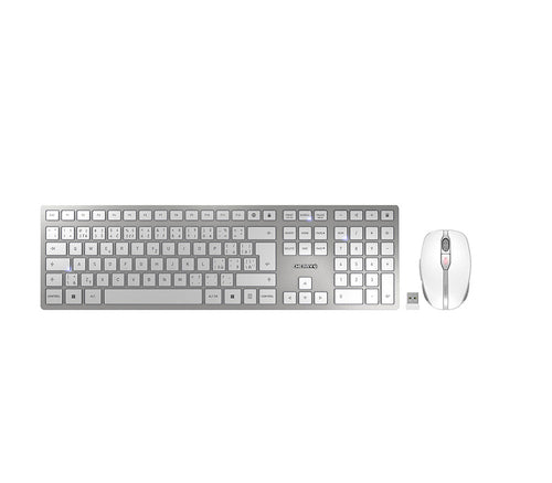 CHERRY DW 9100 SLIM keyboard Mouse included Universal RF Wireless + Bluetooth Czech, Slovakian Silver