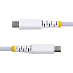 StarTech.com 30cm (1ft) White USB-C Charging Cable, 60W (3A) PD, Dual-Layer Braided Nylon/TPE Jacket, Rugged USB C Charging Cord, USB 2.0 Laptop Charger Cable