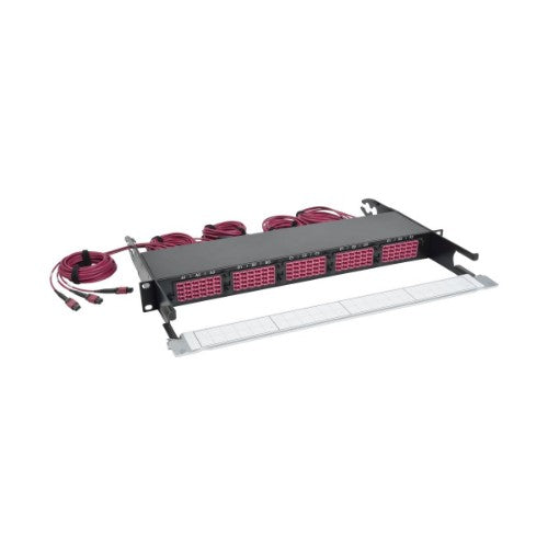 Tripp Lite N48K-15M8L60-B 40/100Gb Fiber Breakout Patch Panel, 40Gb to 4 x 10Gb, 100Gb to 4 x 25Gb, 15 MTP QSFP to 60 LC Duplex OM4 50/125 Multimode Ports, 1U