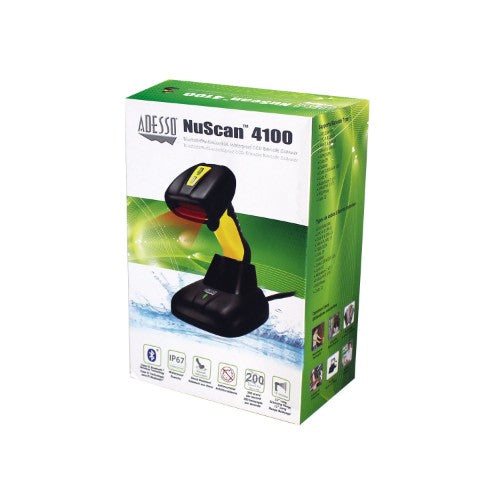 Adesso NuScan 4100B - Bluetooth Antimicrobial Waterproof CCD Barcode Scanner