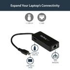 StarTech.com USB-C to Gigabit Network Adapter with Extra USB 3.0 Port - Black