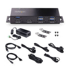 StarTech.com 7-Port Industrial USB 10Gbps Hub with Power Adapter, Metal, Mountable, 5x USB-A and 2x USB-C Downstream Ports, ESD Protection, Powered USB Hub, TAA